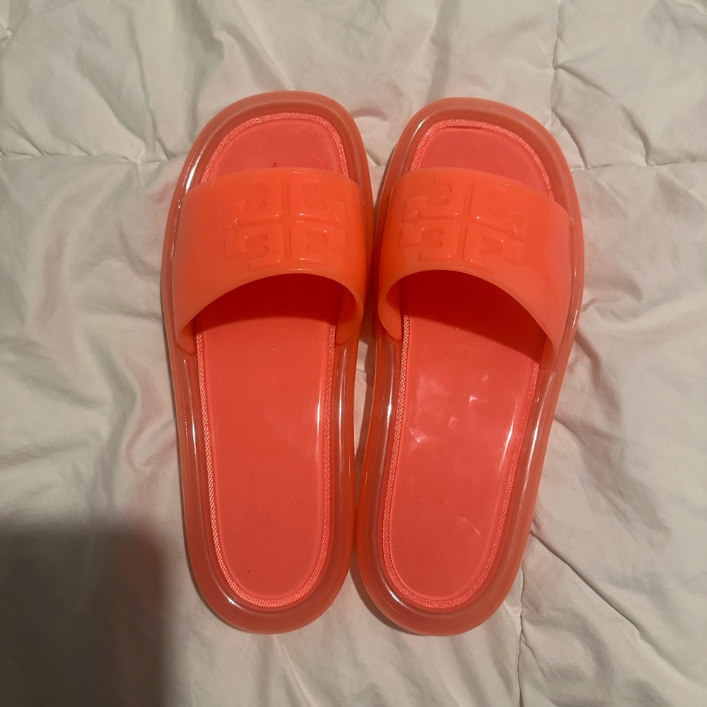 Tory Burch Orange Slide Sandals - Picture 4 of 5